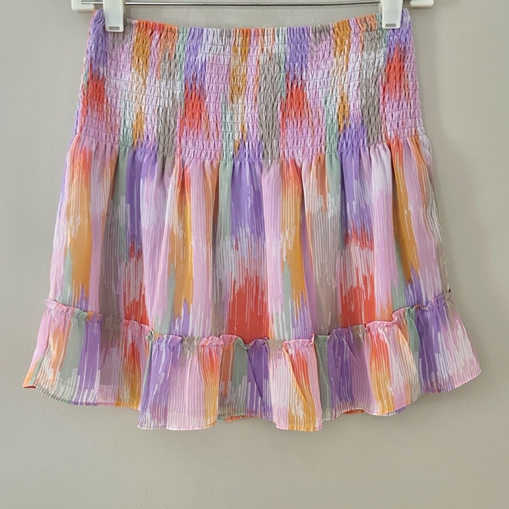 NWOT Aqua Multicolor Brushstroke Skirt
